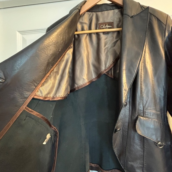 Black Cole Haan Leather Blazer - Picture 3 of 4